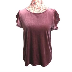 Velvet Ruffle Sleeve Top